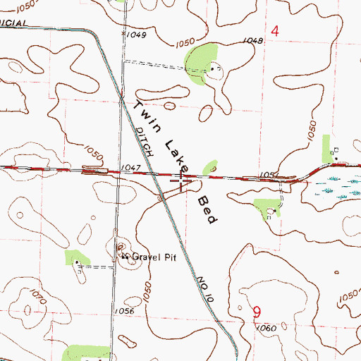 Topographic Map of Twin Lake Bed, MN