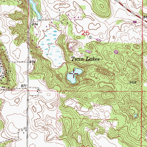 Topographic Map of Twin Lakes, MN