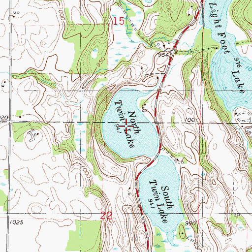 Topographic Map of North Twin Lake, MN