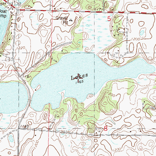 Topographic Map of Twin Lakes, MN