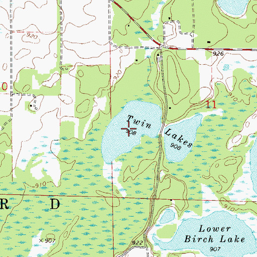 Topographic Map of Twin Lakes, MN