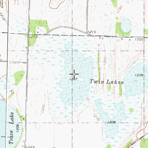 Topographic Map of Twin Lakes, MN