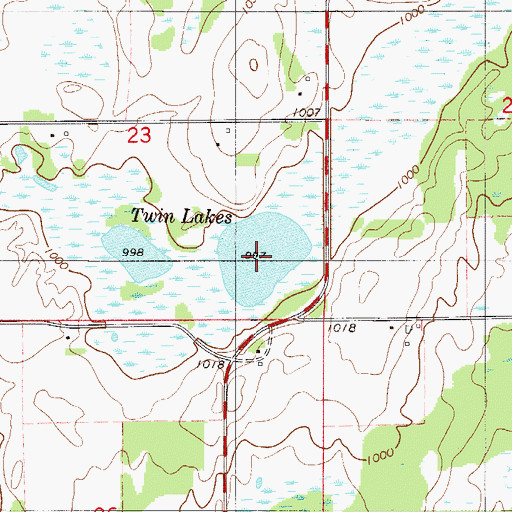 Topographic Map of Twin Lakes, MN