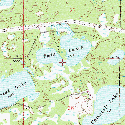 Topographic Map of Twin Lakes, MN