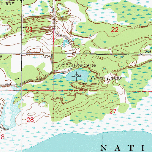 Topographic Map of Twin Lakes, MN