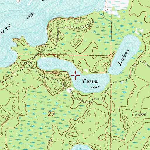 Topographic Map of Twin Lakes, MN