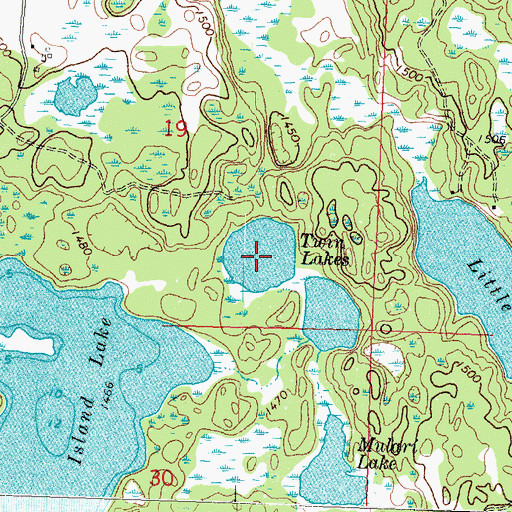 Topographic Map of Twin Lakes, MN