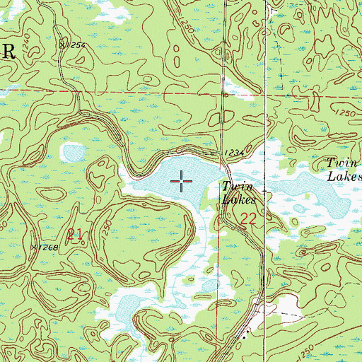 Topographic Map of Twin Lakes, MN