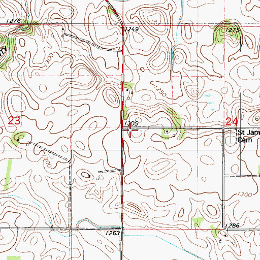 Topographic Map of Twin Lakes School, MN