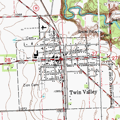 Topographic Map of Twin Valley, MN
