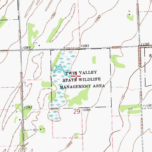 Topographic Map of Twin Valley State Wildlife Management Are, MN