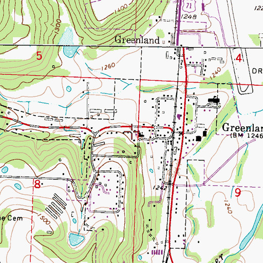Topographic Map of First Baptist Church of Greenland, AR
