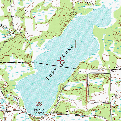 Topographic Map of Typo Lake, MN