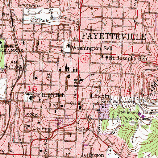 Topographic Map of First Christian Church, AR