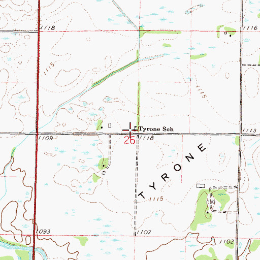 Topographic Map of Tyrone School, MN