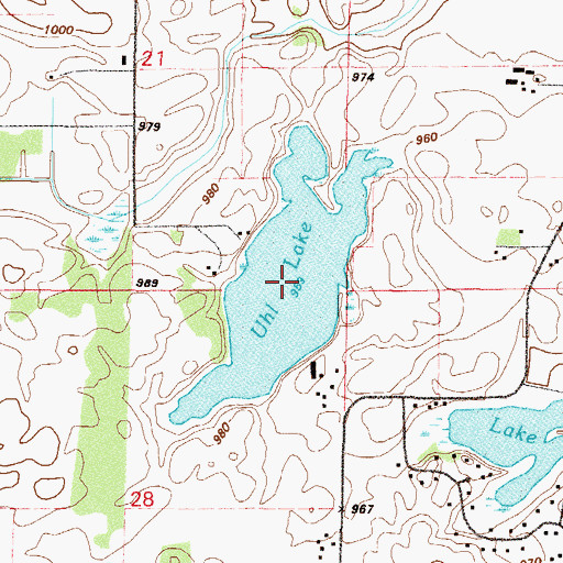 Topographic Map of Uhl Lake, MN