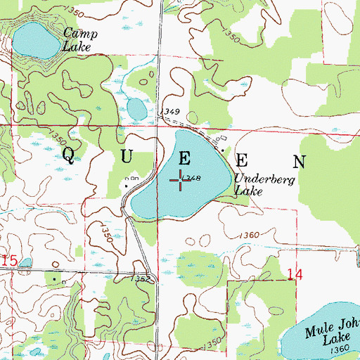 Topographic Map of Underberg Lake, MN