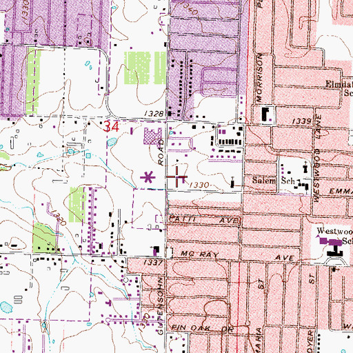 Topographic Map of First Christian Church, AR