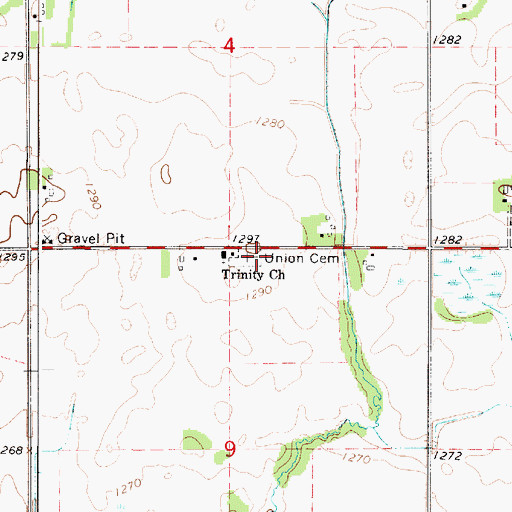 Topographic Map of Union Cemetery, MN