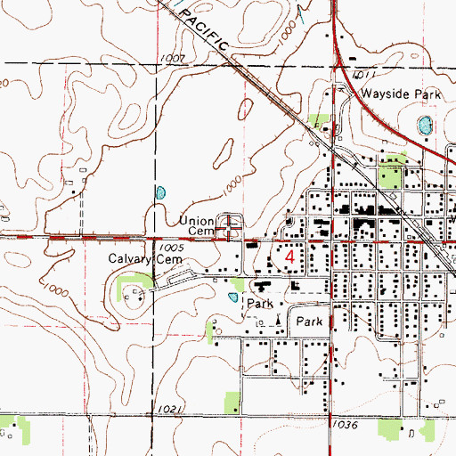 Topographic Map of Union Cemetery, MN