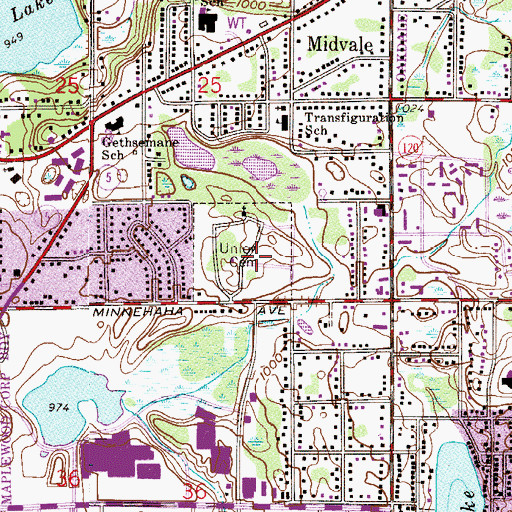 Topographic Map of Union Cemetery, MN