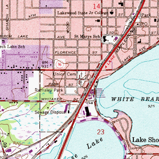 Topographic Map of Union Cemetery, MN