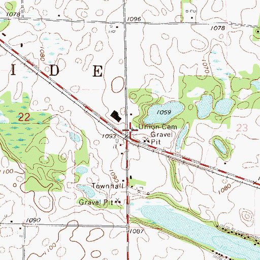 Topographic Map of Union Cemetery, MN