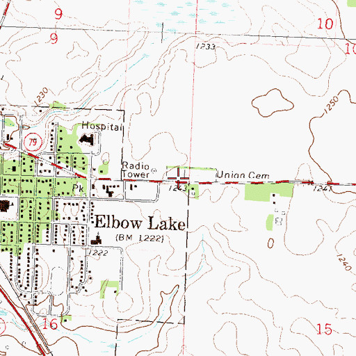 Topographic Map of Union Cemetery, MN