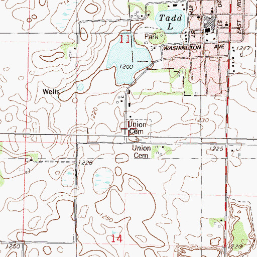 Topographic Map of Union Cemetery, MN