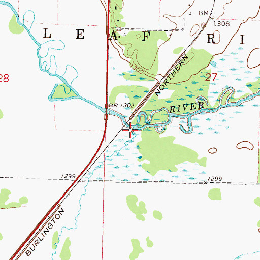 Topographic Map of Union Creek, MN