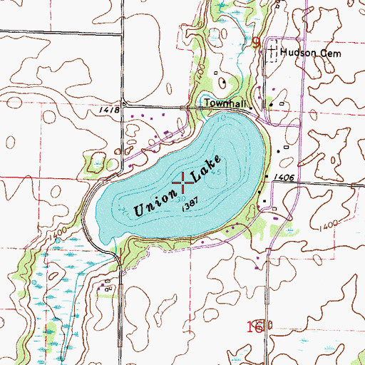 Topographic Map of Union Lake, MN