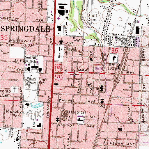 Topographic Map of First Church of the Nazarene, AR