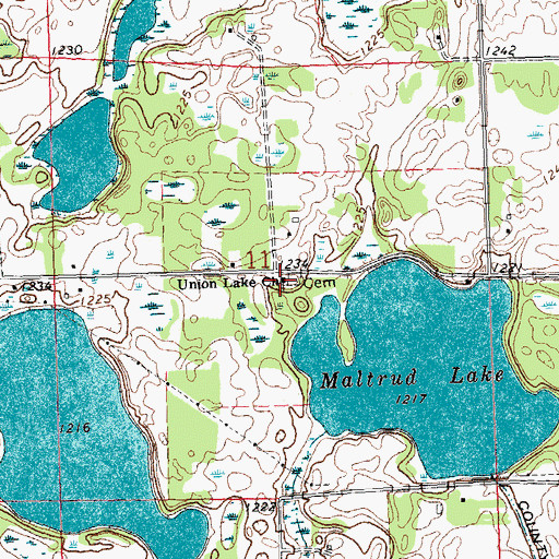 Topographic Map of Union Lake Church, MN