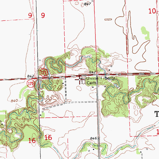 Topographic Map of Union Liberty Cemetery, MN