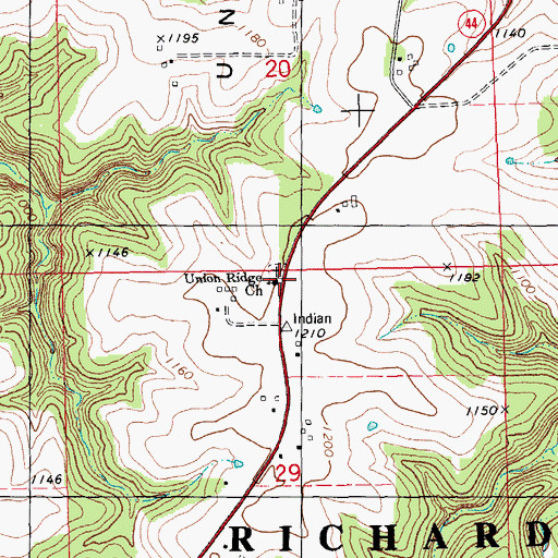 Topographic Map of Union Ridge Church, MN