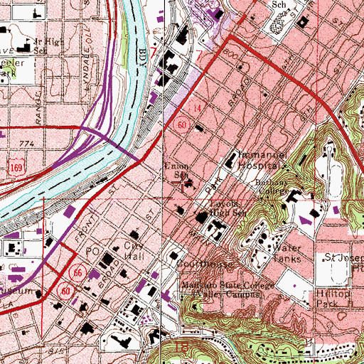 Topographic Map of Union School, MN
