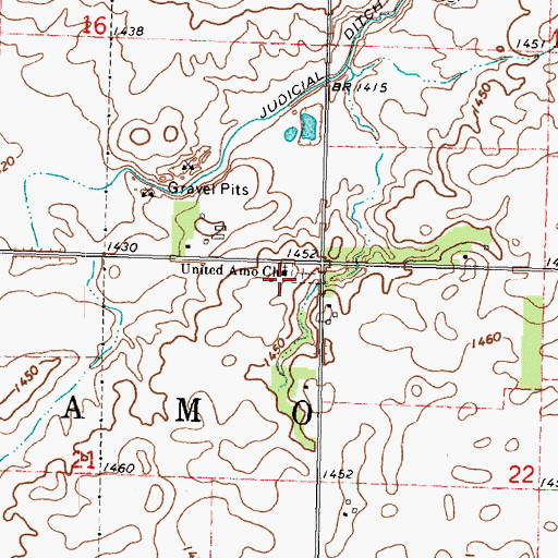 Topographic Map of United Amo Church, MN