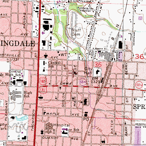 Topographic Map of First United Methodist Church, AR