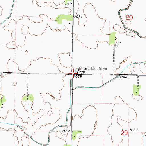 Topographic Map of United Brethren Cemetery, MN