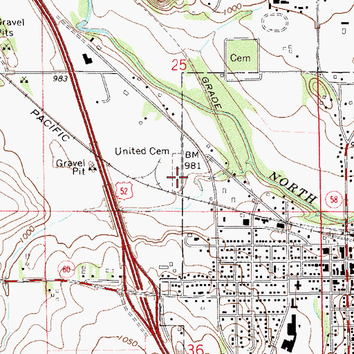 Topographic Map of United Cemetery, MN