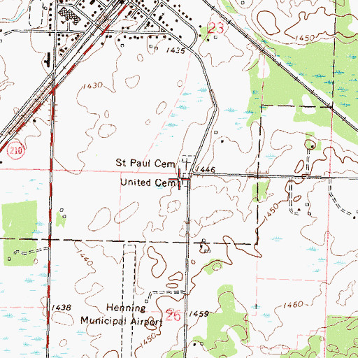 Topographic Map of United Cemetery, MN
