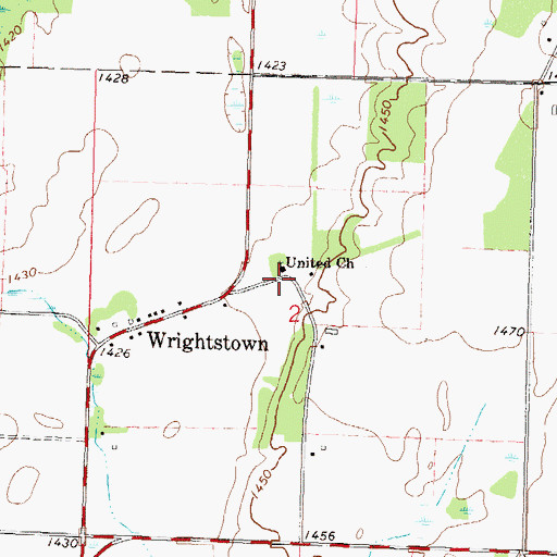 Topographic Map of United Church, MN