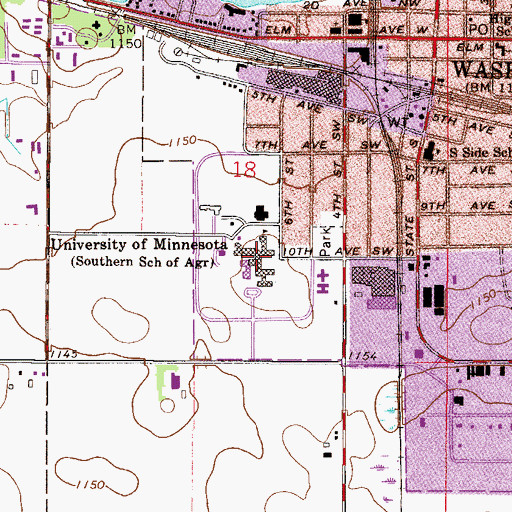 Topographic Map of University of Minnesota, MN