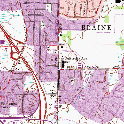 Topographic Map of University Elementary School, MN