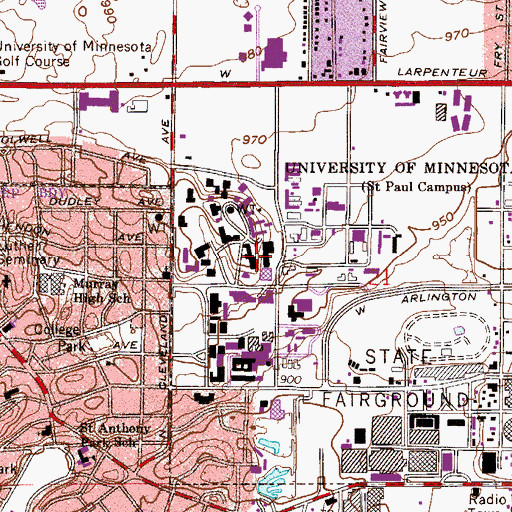 Topographic Map of University of Minnesota, MN