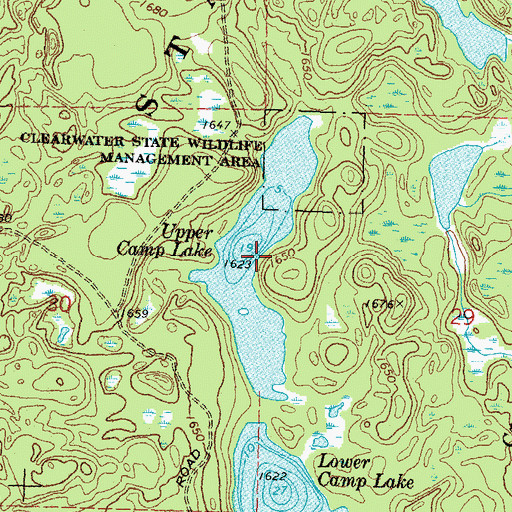Topographic Map of Upper Camp Lake, MN
