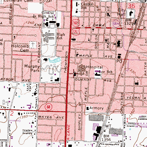 Topographic Map of First United Presbyterian Church, AR