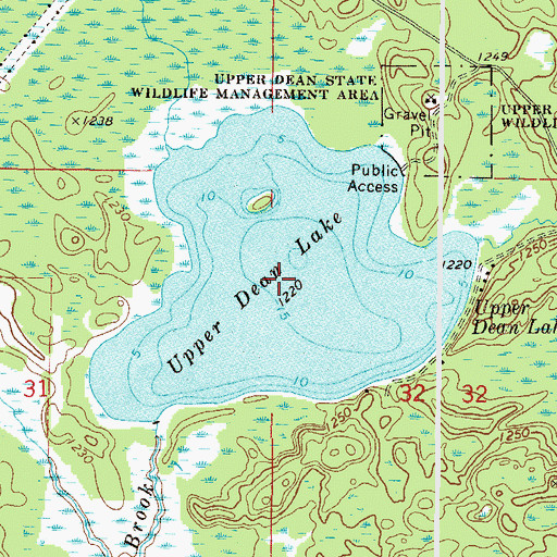 Topographic Map of Upper Dean Lake, MN