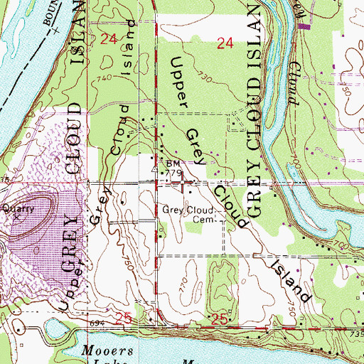 Topographic Map of Upper Grey Cloud Island, MN