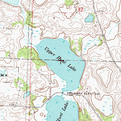 Topographic Map of Upper Hunt Lake, MN